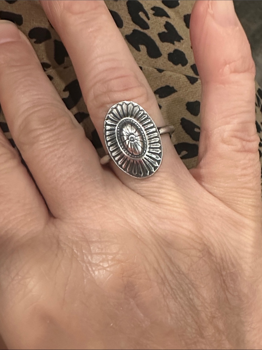 Sterling Silver Concho Ring - Silver